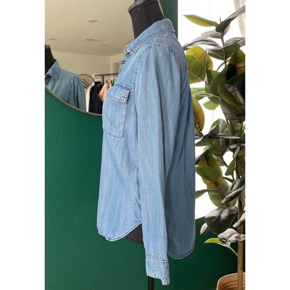 Tommy Hilfiger Denim Chambray Shirt Button Down Top Womens XS Long Sleeve Casual - Picture 3 of 12